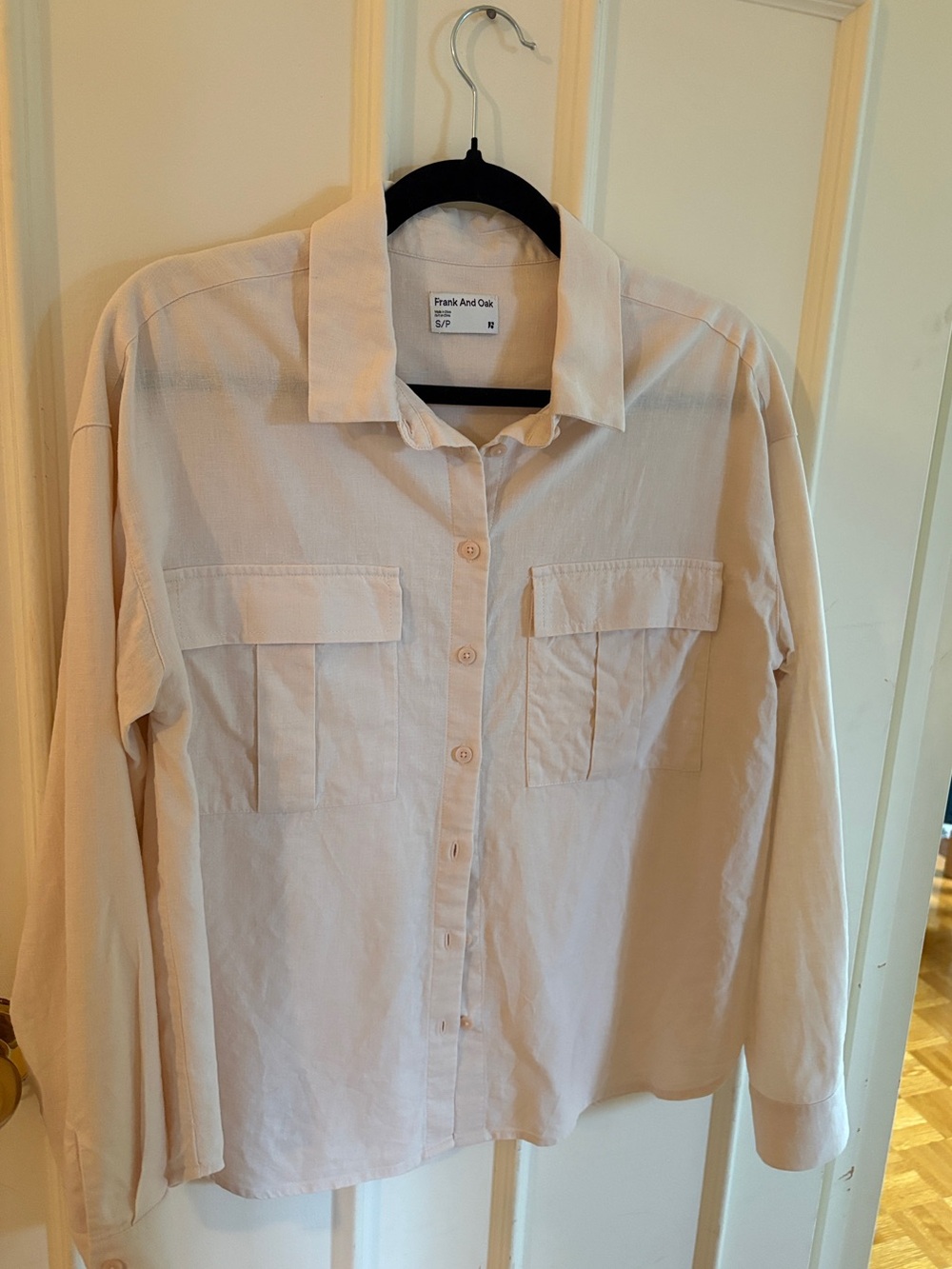 Frank & Oak Cream Button-Down Pocket Shirt